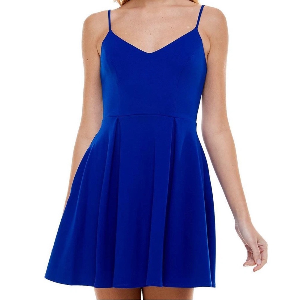 B. Darlin Women Blue Pleated Fit & Flare‎ Dress Sz 1/2 (XS!) HOCO/PROM, NWOT!